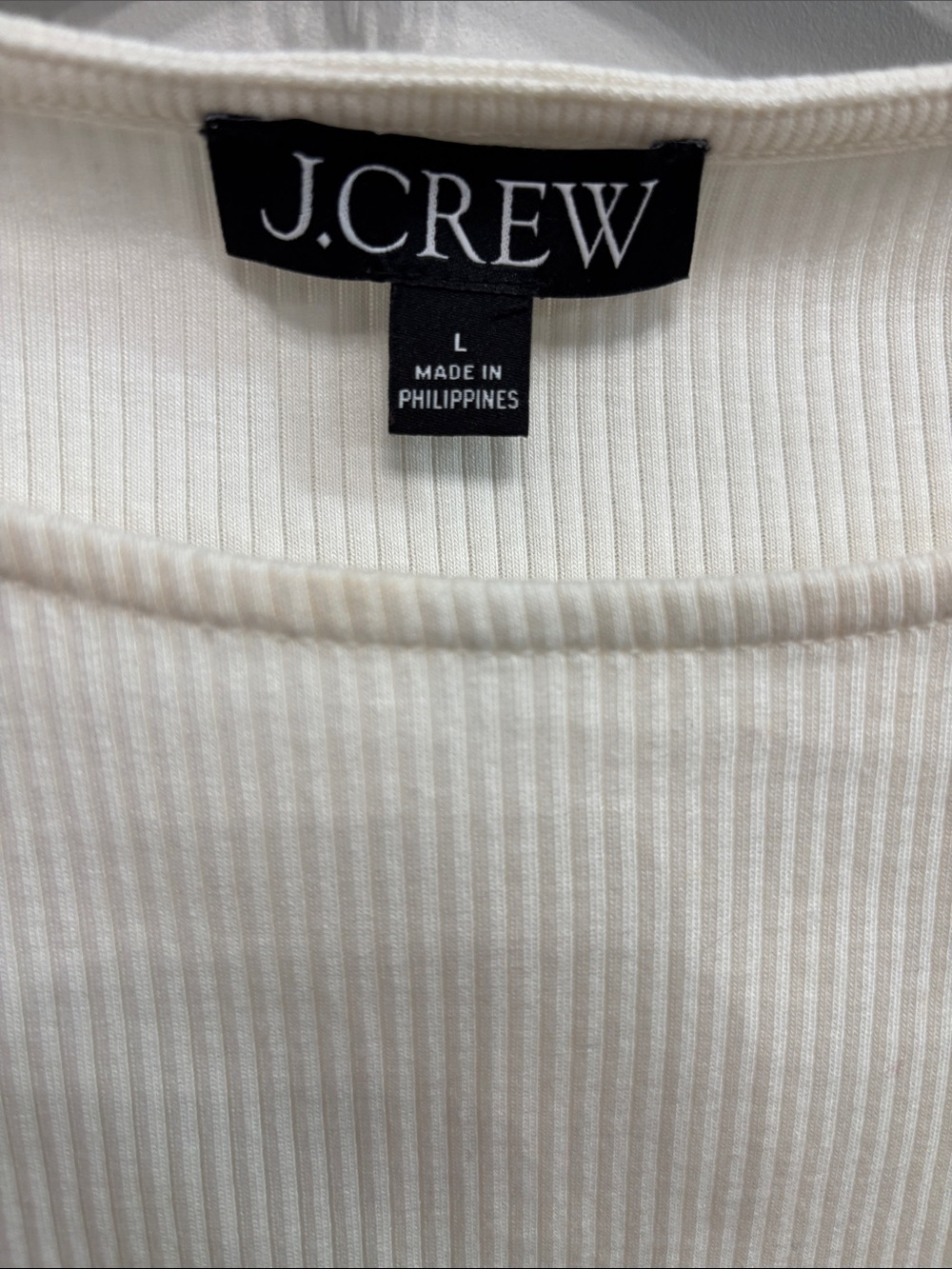 J. Crew Cream Ribbed Tank with Ruffle Flutter Fairy Sleeves, Womens Large - Picture 2 of 7
